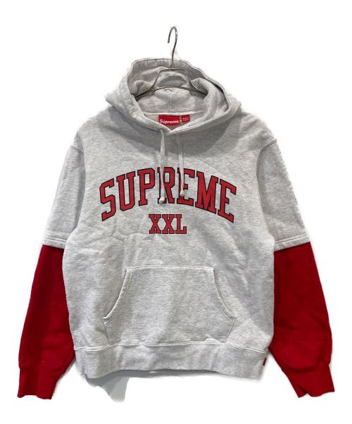 SUPREME（シュプリーム）SUPREME (シュプリーム) XXL Hooded Sweatshirt レッド×グレー サイズ:Sの古着・服飾アイテム