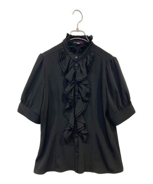 NARA CAMICIE（ナラカミーチェ）NARA CAMICIE (ナラカミーチェ) スタンドフリル半袖ブラウス ブラック サイズ:2の古着・服飾アイテム