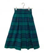 Yves Saint Laurentイヴサンローラン）の古着「タータンチェックウールスカート」｜グリーン