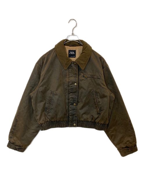 ZARA（ザラ）ZARA (ザラ) ワックスクロップド ボンバージャケット ブラウン サイズ:Lの古着・服飾アイテム