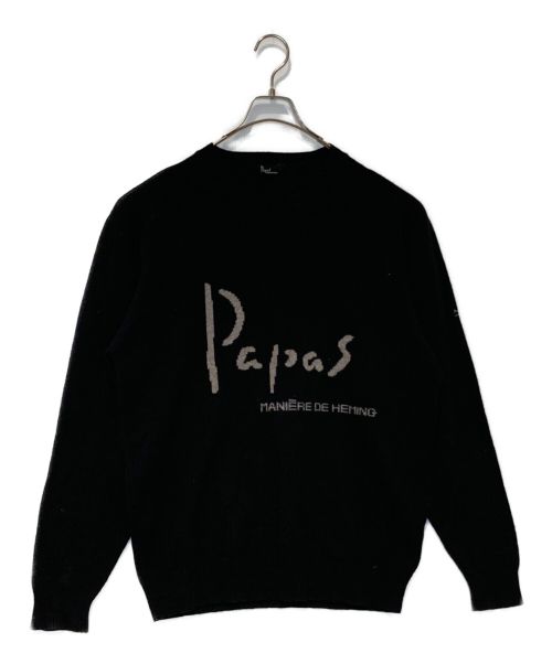 PAPAS（パパス）PAPAS (パパス) ロゴニット ブラック サイズ:Lの古着・服飾アイテム