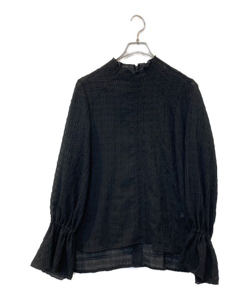 foufou（フーフー）foufou (フーフー) seersucker mellow blouse ブラック サイズ:FREEの古着・服飾アイテム