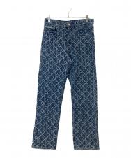 Calvin Klein (カルバンクライン) Allover Logo 90's Straight Jeans　4RD766G インディゴ サイズ:W30×L32