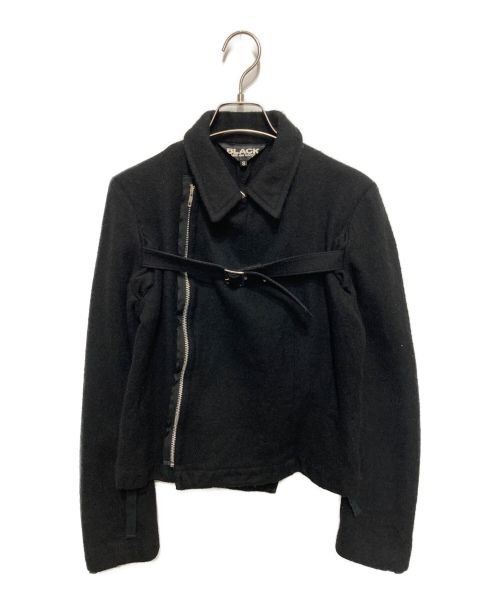 BLACK COMME des GARCONS（ブラック コムデギャルソン）BLACK COMME des GARCONS (ブラックコムデギャルソン) 縮絨ウールライダースジャケット ブラック サイズ:Sの古着・服飾アイテム