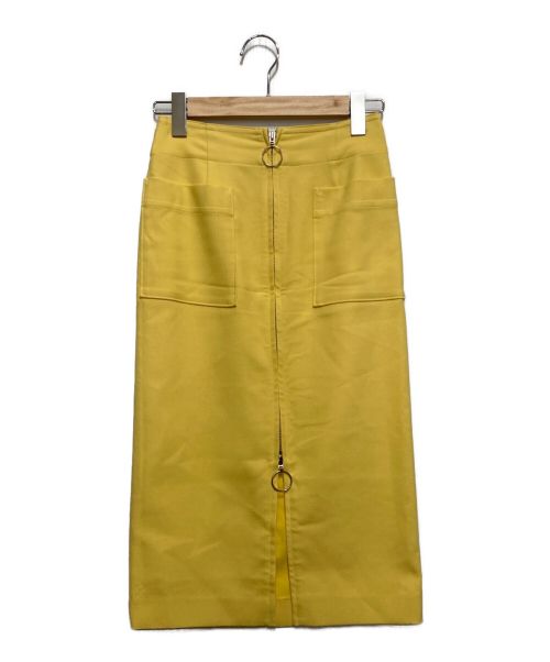 Noble（ノーブル）Noble (ノーブル) Cダブルクロスフープジップタイトスカート イエロー サイズ:34の古着・服飾アイテム