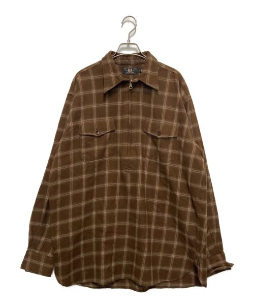 RRL（ダブルアールエル）RRL (ダブルアールエル) ウールチェックシャツプルオーバー ブラウン サイズ:XLの古着・服飾アイテム