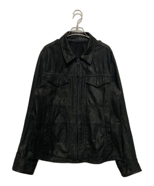 HUGO BOSS（ヒューゴ ボス）HUGO BOSS (ヒューゴ ボス) レザートジャケット ブラック サイズ:SIZE52の古着・服飾アイテム