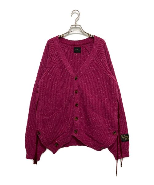 SYU.HOMME/FEMM（シュウオムフェム）SYU.HOMME/FEMM (シュウオムフェム) Laceup Knit Cardigan ピンク サイズ:SIZE2の古着・服飾アイテム