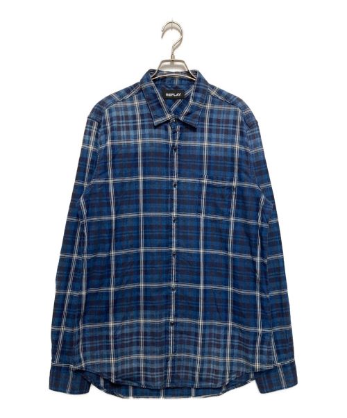 REPLAY（リプレイ）REPLAY (リプレイ) チェックシャツ ネイビー サイズ:XLの古着・服飾アイテム