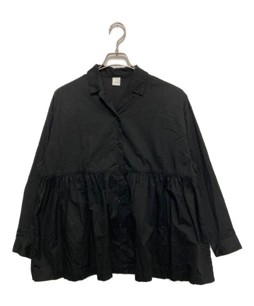 KAGURE（カグレ）KAGURE (カグレ) オープンカラーギャザーシャツ GA35-23M020 ブラック サイズ:SIZE Freeの古着・服飾アイテム