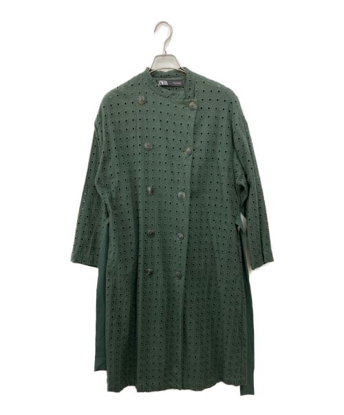 ZARA（ザラ）ZARA (ザラ) メッシュスタンドカラーコート グリーン サイズ:Mの古着・服飾アイテム
