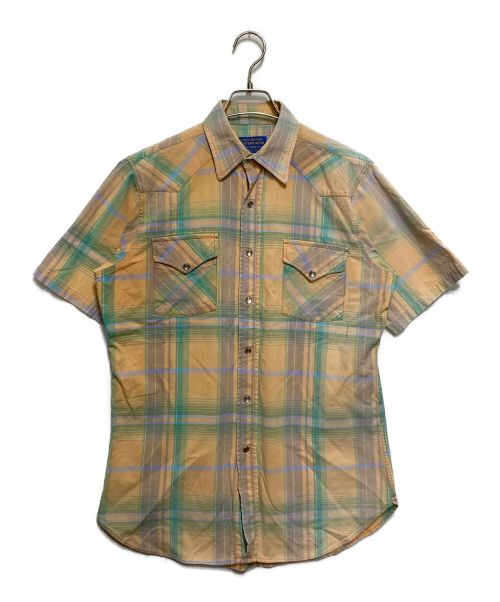 PENDLETON（ペンドルトン）PENDLETON (ペンドルトン) 半袖チェックシャツ グリーン×オレンジ サイズ:Mの古着・服飾アイテム