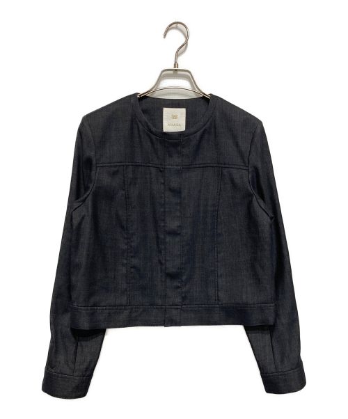 AMACA（アマカ）AMACA (アマカ) シャンブレーデニムノーカラージャケット ブラック サイズ:38の古着・服飾アイテム