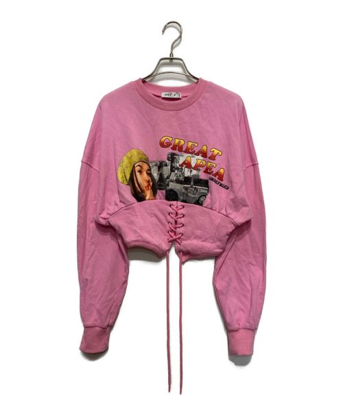 APEA（アペア）APEA (アペア) コルセットスウェットトップス ピンク サイズ:Ⅿの古着・服飾アイテム