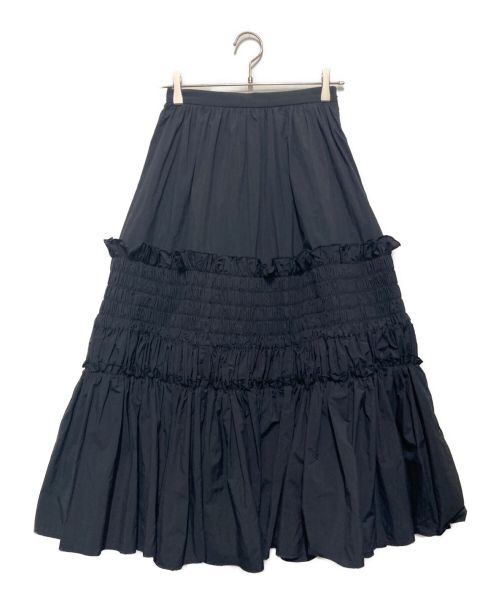MECRE（メクル）mecre (メクル) リサイクルナイロンギャザーフレアスカート ブラック サイズ:Sの古着・服飾アイテム