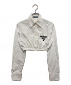 PRADAプラダ）の古着「刺繍入りクロップドポプリンシャツ」｜ホワイト
