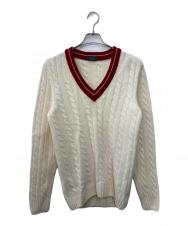 Zanone (ザノーネ) チルデンニット ホワイト×レッド サイズ:48