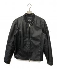 ARMANI EXCHANGE (アルマーニ エクスチェンジ) ジップアップレザージャケット ブラック サイズ:L