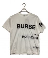 BURBERRY (バーバリー) ホースフェリープリント ロゴオーバーサイズTシャツ ホワイト サイズ:S