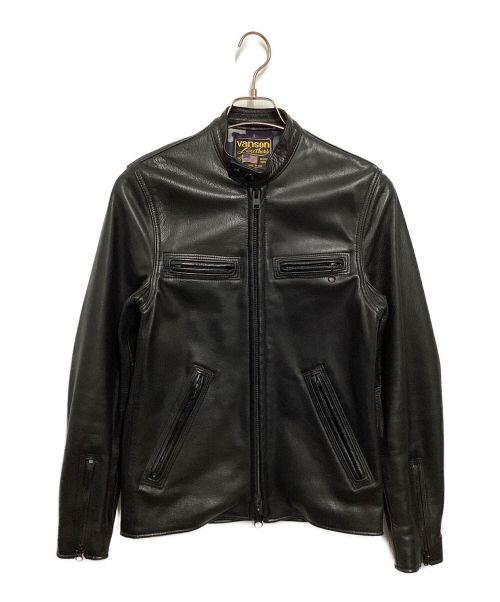 VANSON（バンソン）VANSON (バンソン) 裏地カモフラグレインレザージャケット ブラック サイズ:36の古着・服飾アイテム