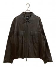 ZARA (ザラ) レザーダブルジップアップジャケット ブラウン サイズ:XL