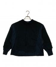 UNDERCOVER (アンダーカバー) コットンロングスリーブTシャツスウェットパネル重ねデザイン ブラック サイズ:１