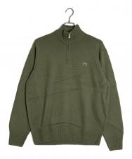 LACOSTE (ラコステ) ハイネックハーフジップニットセーター グリーン サイズ:L