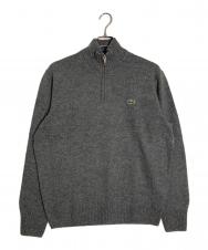 LACOSTE (ラコステ) ハイネックハーフジップニットセーター グレー サイズ:L