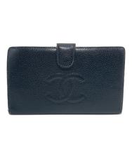 CHANEL (シャネル) キャビアスキン ウォレット ブラック