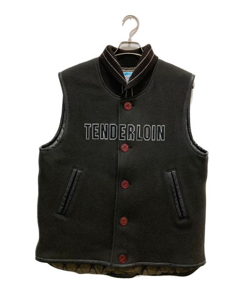 TENDERLOIN（テンダーロイン）TENDERLOIN (テンダーロイン) メルトンロゴベスト ブラウン サイズ:XLの古着・服飾アイテム