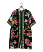 LEONARD FASHIONレオナールファッション）の古着「パイル地花柄ワンピース」｜ブラック