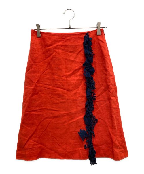 mina perhonen（ミナ ペルホネン）mina perhonen (ミナ ペルホネン) リネンタイトスカート オレンジ サイズ:36の古着・服飾アイテム