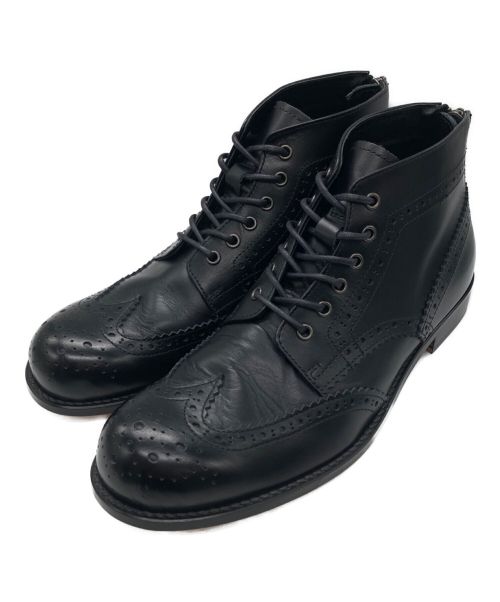 PADRONE（パドローネ）PADRONE (パドローネ) WING TIP BOOTS with BACK ZIP ブラック サイズ:26cmの古着・服飾アイテム