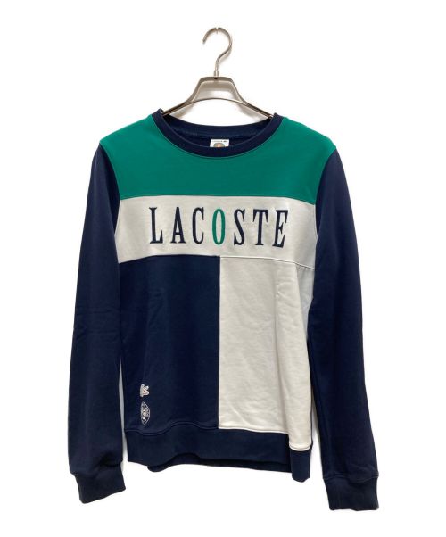 LACOSTE（ラコステ）LACOSTE (ラコステ) カラーブロックロゴスウェット ホワイト×ネイビー サイズ:Sの古着・服飾アイテム