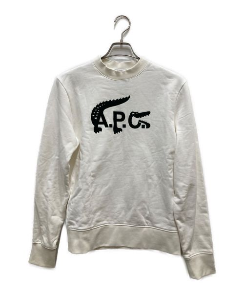 A.P.C.（アーペーセー）A.P.C. (アー・ペー・セー) LACOSTE (ラコステ) コラボロゴスウェット ホワイト サイズ:XSの古着・服飾アイテム