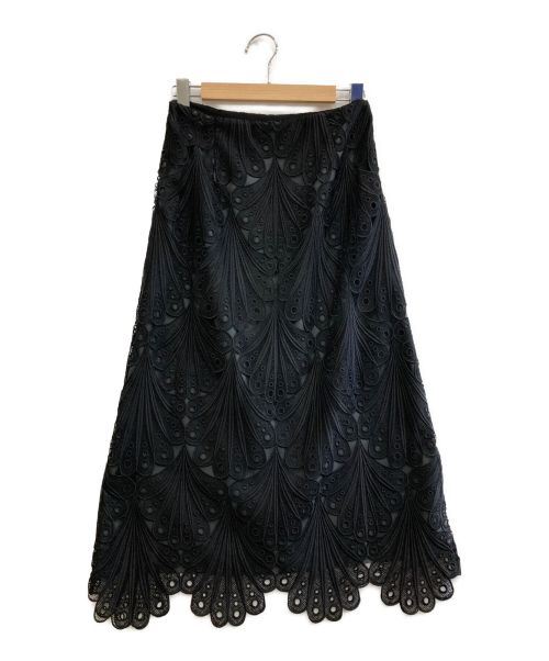 Viaggio Blu（ビアッジョブルー）Viaggio Blu (ビアッジョブルー) フラワーケミカルレーススカート ブラック サイズ:2 未使用品の古着・服飾アイテム