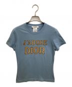 Christian Diorクリスチャン ディオール）の古着「J'ADORE フェルト刺繍Tシャツ」｜ブルー