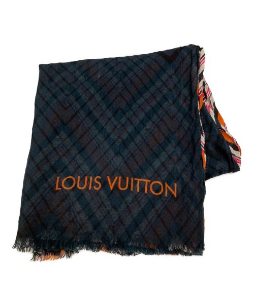 LOUIS VUITTON（ルイ ヴィトン）LOUIS VUITTON (ルイ ヴィトン) ストール ネイビー×オレンジの古着・服飾アイテム