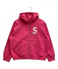 Supreme (シュプリーム) S Logo Zip Uphooded Sweatshirt ショッキングピンク サイズ:M