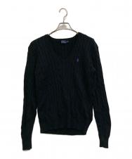 POLO RALPH LAUREN (ポロ・ラルフローレン) ケーブルニット ブラック サイズ:L