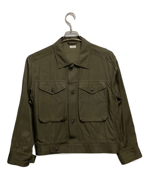 BLURHMS（ブラームス）BLURHMS (ブラームス) Rayon Cotton Short Jacket オリーブの古着・服飾アイテム