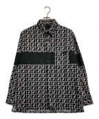 renoma PARISレノマ パリ）の古着「モノグラムパターンコットンボタンシャツ」｜ブラック