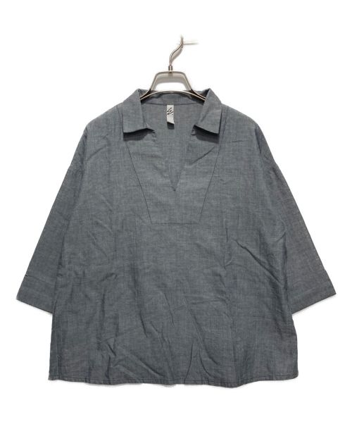E.（イードット）E. (イードット) 150dt カディ スキッパー ビッグ カフ シャツ ネイビー サイズ:M 未使用品の古着・服飾アイテム