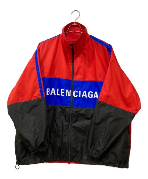 BALENCIAGA（バレンシアガ）BALENCIAGA (バレンシアガ) ロゴプリントトラックナイロンジャケット レッド×ブルー サイズ:48の古着・服飾アイテム