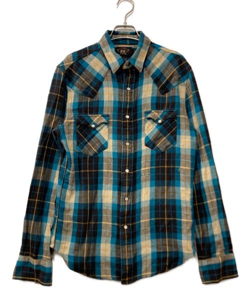RRL（ダブルアールエル）RRL (ダブルアールエル) ウエスタンチェックシャツ ブルー サイズ:Freeの古着・服飾アイテム