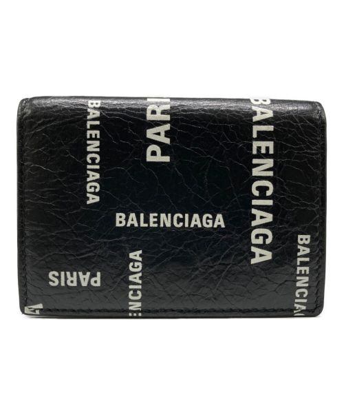 BALENCIAGA（バレンシアガ）BALENCIAGA (バレンシアガ) BAL PARIS ALLOVER 三つ折り財布 ブラックの古着・服飾アイテム