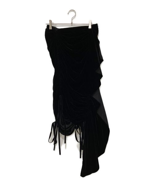 GUCCI（グッチ）GUCCI (グッチ) Draped velvet skirt with ruffle ブラック サイズ:36 未使用品の古着・服飾アイテム