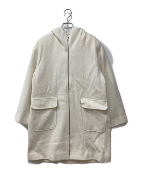 Leilian（レリアン）LEILIAN (レリアン) アンゴラウールフーデットコート ホワイト サイズ:9の古着・服飾アイテム