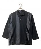 COMME des GARCONS HOMMEコムデギャルソン オム）の古着「切替長袖ポロシャツ」｜ブラック