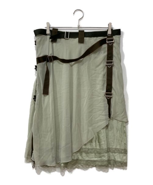 DIESEL（ディーゼル）DIESEL (ディーゼル) ベルテッドギミックスカート オリーブ サイズ:Sの古着・服飾アイテム
